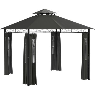 ACKERMAN Pavillon De Jardin 3 X 3 M Avec Parois Latérales Et Double Toit, Chapiteau Métallique Résistant Aux Intempéries Gris Foncé Pour Fêtes De Jardin - Publicité ACKERMAN Pavillon De Jardin 3 X 3 M Avec Parois Latérales Et Double Toit, Chapiteau Métallique Résistant Aux Intempéries Gris Foncé Pour Fêtes De Jardin - Publicité