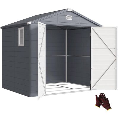 OEM Abri De Rangement, Abri De Jardin, Cabane De Rangement Avec Lüftungsfenster, Kunststoff, Métal, 240 X 190 X 180/228, Gris - Publicité OEM Abri De Rangement, Abri De Jardin, Cabane De Rangement Avec Lüftungsfenster, Kunststoff, Métal, 240 X 190 X 180/228, Gris - Publicité