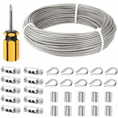 URSUS Cable Inox 3mm,50m/3mm Corde En Acier Inoxydable,cable En Acier Revêtu Avec Serre-câbles,m3 Manchons,cosses En Acier Inoxydable,3mm Cable Métallique Pour Fil A Linge,cable De Garde Corps - Publicité URSUS Cable Inox 3mm,50m/3mm Corde En Acier Inoxydable,cable En Acier Revêtu Avec Serre-câbles,m3 Manchons,cosses En Acier Inoxydable,3mm Cable Métallique Pour Fil A Linge,cable De Garde Corps - Publicité