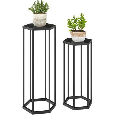 ARRIGONI Lot De 2 Supports Pour Plantes, Tabouret À Fleurs Hexagonal En Métal, Intérieur Et Extérieur, Noir - Publicité ARRIGONI Lot De 2 Supports Pour Plantes, Tabouret À Fleurs Hexagonal En Métal, Intérieur Et Extérieur, Noir - Publicité
