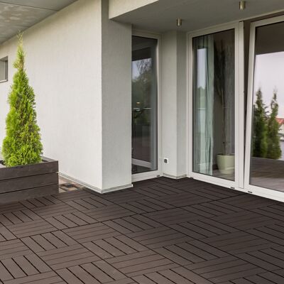 SANMINE HABITAT Outsunny Caillebotis - Dalles Terrasse - Lot De 9 - Emboîtables. Installation Très Simple - Petits Carreaux Composite Plastique Imitation Bois Chocolat - Publicité SANMINE HABITAT Outsunny Caillebotis - Dalles Terrasse - Lot De 9 - Emboîtables. Installation Très Simple - Petits Carreaux Composite Plastique Imitation Bois Chocolat - Publicité