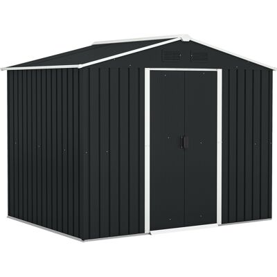 ARRIGONI Abri De Jardin 3,6 M2 Acier Galvanise Avec Aerations Toit Incline Portes Coulissantes 236x174x190 Cm Gris - Publicité ARRIGONI Abri De Jardin 3,6 M2 Acier Galvanise Avec Aerations Toit Incline Portes Coulissantes 236x174x190 Cm Gris - Publicité
