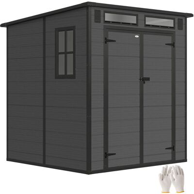 ARRIGONI Abri De Jardin 182x182x196 Cm En Pp Et Aluminium Gris Fonce - Publicité ARRIGONI Abri De Jardin 182x182x196 Cm En Pp Et Aluminium Gris Fonce - Publicité