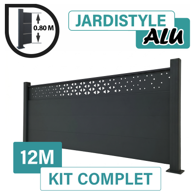 CLOTURE & JARDIN Kit Clôture Aluminium Gris Anthracite 12m - Design Ibiza - Sur Platines - 0,80 Mètre - Publicité CLOTURE & JARDIN Kit Clôture Aluminium Gris Anthracite 12m - Design Ibiza - Sur Platines - 0,80 Mètre - Publicité