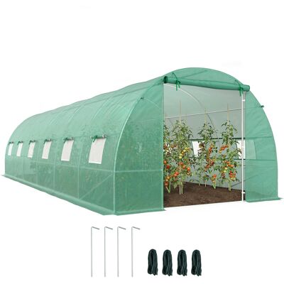 ARRIGONI Serre De Jardin Tunnel 8x3x2 M Avec Portes Enroulables Et 12 Fenetres Structure En Acier Et Bache Pe Vert - Publicité ARRIGONI Serre De Jardin Tunnel 8x3x2 M Avec Portes Enroulables Et 12 Fenetres Structure En Acier Et Bache Pe Vert - Publicité