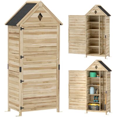 ARRIGONI Abri De Jardin Avec 4 Etageres Abri De Rangement En Bois Toit Asphalte Impermeable 80 X 49 X 170 Cm Marron Clair - Publicité ARRIGONI Abri De Jardin Avec 4 Etageres Abri De Rangement En Bois Toit Asphalte Impermeable 80 X 49 X 170 Cm Marron Clair - Publicité