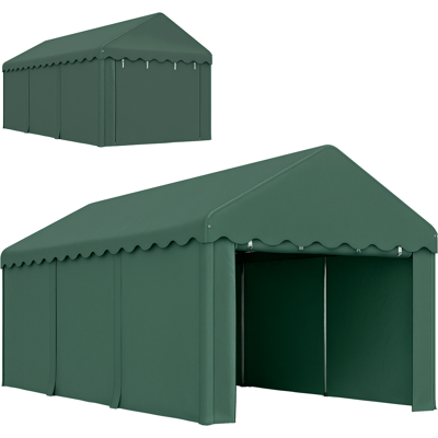 DEVOKO Abri Mobile 3x6m Double Entrée Toit Polyester Protection Voiture Bateau Outil Jardin Vert Foncé - Publicité DEVOKO Abri Mobile 3x6m Double Entrée Toit Polyester Protection Voiture Bateau Outil Jardin Vert Foncé - Publicité