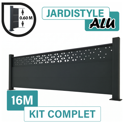 CLOTURE & JARDIN Kit Clôture Aluminium Gris Anthracite 16m - Design Ibiza - Sur Platines - 0,60 Mètre - Publicité CLOTURE & JARDIN Kit Clôture Aluminium Gris Anthracite 16m - Design Ibiza - Sur Platines - 0,60 Mètre - Publicité