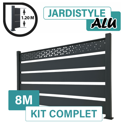 CLOTURE & JARDIN Kit Clôture Aluminium Gris Anthracite 8m - Claire Voie Design Ibiza - Sur Platines - 1,20 Mètre - Publicité CLOTURE & JARDIN Kit Clôture Aluminium Gris Anthracite 8m - Claire Voie Design Ibiza - Sur Platines - 1,20 Mètre - Publicité