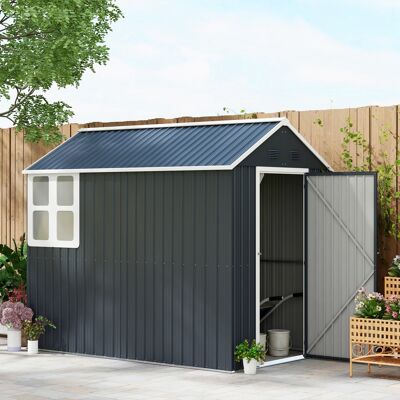 ACKERMAN Abri De Jardin Outsunny En Acier 4 M² Avec Fenêtre, Armoire De Jardin Verrouillable, 259 X 172 X 222 Cm, Idéal Pour Balcon Ou Terrasse, Gris Foncé - Publicité ACKERMAN Abri De Jardin Outsunny En Acier 4 M² Avec Fenêtre, Armoire De Jardin Verrouillable, 259 X 172 X 222 Cm, Idéal Pour Balcon Ou Terrasse, Gris Foncé - Publicité