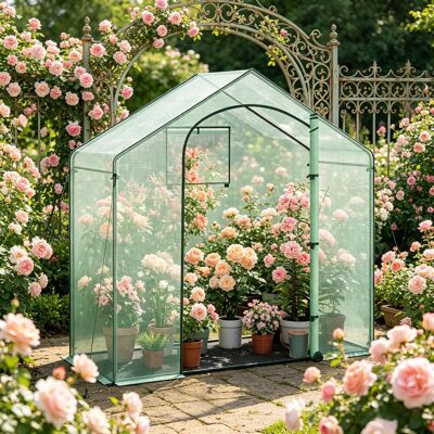 ACKERMAN Serre Élégante, Serre De Terrasse, Serre Avec Arche Enroulable Et Porte Zippée, Tente D'Hivernage Pour Plantes, Serre D'Extérieur - Publicité ACKERMAN Serre Élégante, Serre De Terrasse, Serre Avec Arche Enroulable Et Porte Zippée, Tente D'Hivernage Pour Plantes, Serre D'Extérieur - Publicité