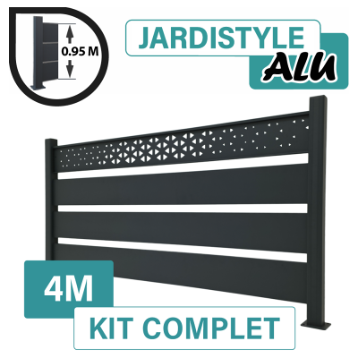 CLOTURE & JARDIN Kit Clôture Aluminium Gris Anthracite 4m - Claire Voie Design Ibiza - Sur Platines - 0,95 Mètre - Publicité CLOTURE & JARDIN Kit Clôture Aluminium Gris Anthracite 4m - Claire Voie Design Ibiza - Sur Platines - 0,95 Mètre - Publicité