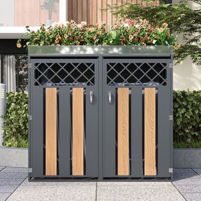 ACKERMAN Boîtier Pour Poubelle Avec Trous De Ventilation En Forme De Losange, Compartiments De Rangement Pour Les Déchets, Verrouillable, Deux Portes, Espace De Plantation - Publicité ACKERMAN Boîtier Pour Poubelle Avec Trous De Ventilation En Forme De Losange, Compartiments De Rangement Pour Les Déchets, Verrouillable, Deux Portes, Espace De Plantation - Publicité