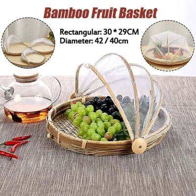 OEM 1 Panier De Fruits En Bambou, Couvercle Anti-moustique, Maille Respirante, Pour Pique-nique Et Cuisine Extérieure - Publicité OEM 1 Panier De Fruits En Bambou, Couvercle Anti-moustique, Maille Respirante, Pour Pique-nique Et Cuisine Extérieure - Publicité