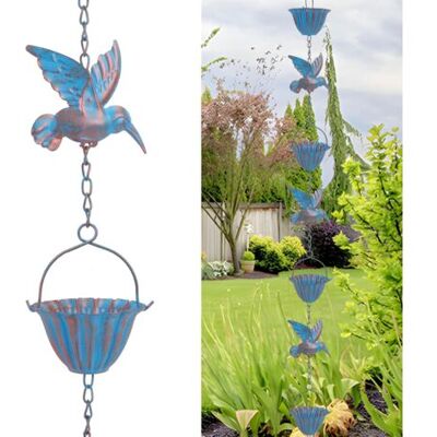 SCORPIO Chaîne De Pluie De 2,4 M Avec Colibris – Chaîne En Métal Bleu Rétro, 7 Oiseaux Et 7 Tasses Pour Gouttières, Décoration De Jardin Et De Maison - Publicité SCORPIO Chaîne De Pluie De 2,4 M Avec Colibris – Chaîne En Métal Bleu Rétro, 7 Oiseaux Et 7 Tasses Pour Gouttières, Décoration De Jardin Et De Maison - Publicité