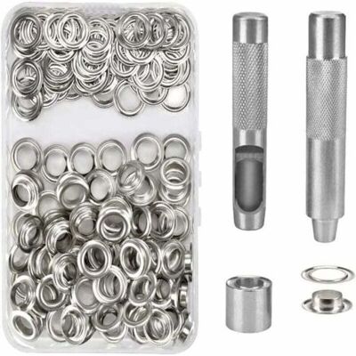 ABYSSE 100 Oeillets Kit Oeillets Outils Métalliques Oeillet Kit 14mm Oeillet Oeillet Kit Pour Toile Bâche Tente Réparation Argent - Publicité ABYSSE 100 Oeillets Kit Oeillets Outils Métalliques Oeillet Kit 14mm Oeillet Oeillet Kit Pour Toile Bâche Tente Réparation Argent - Publicité