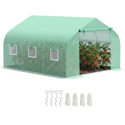 ARRIGONI Serre De Jardin Tunnel Avec Porte Enroulable 6 Fenetres 3,5x3x2 M Vert - Publicité ARRIGONI Serre De Jardin Tunnel Avec Porte Enroulable 6 Fenetres 3,5x3x2 M Vert - Publicité