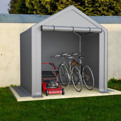 OKWISH Abri À Vélos De Jardin 190x170x200 Cm En Métal Gris Foncé, Garage De Rangement Étanche Avec Porte Enroulable - Publicité OKWISH Abri À Vélos De Jardin 190x170x200 Cm En Métal Gris Foncé, Garage De Rangement Étanche Avec Porte Enroulable - Publicité