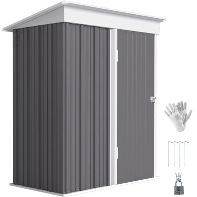 ARRIGONI Abri De Jardin En Acier Ondule Avec Etageres Reglables Et Porte Verrouillable Gris - Publicité ARRIGONI Abri De Jardin En Acier Ondule Avec Etageres Reglables Et Porte Verrouillable Gris - Publicité