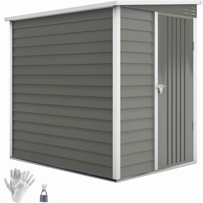 ARRIGONI Abri De Jardin En Metal Acier Galvanise Avec Porte Verrouillable 142 X 184 X 165/181 Cm Gris - Publicité ARRIGONI Abri De Jardin En Metal Acier Galvanise Avec Porte Verrouillable 142 X 184 X 165/181 Cm Gris - Publicité
