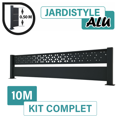 CLOTURE & JARDIN Kit Clôture Aluminium Gris Anthracite 10m - Claire Voie Design Ibiza - Sur Platines - 0,50 Mètre - Publicité CLOTURE & JARDIN Kit Clôture Aluminium Gris Anthracite 10m - Claire Voie Design Ibiza - Sur Platines - 0,50 Mètre - Publicité