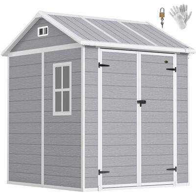 ARRIGONI Abri De Jardin En Plastique Avec Fenetre Et Porte Verrouillable Gris - Publicité ARRIGONI Abri De Jardin En Plastique Avec Fenetre Et Porte Verrouillable Gris - Publicité