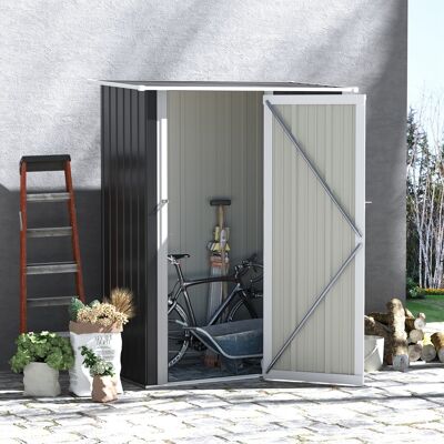ALLAUVE Cabane Jardin Acier Foncé 142x84x189 Cm Avec Porte - Publicité ALLAUVE Cabane Jardin Acier Foncé 142x84x189 Cm Avec Porte - Publicité