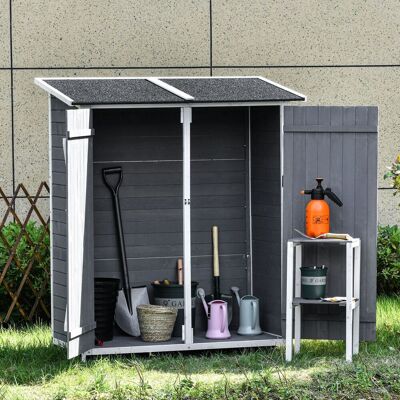 ACKERMAN Abri De Jardin Outsunny, 2 Portes, Toit En Asphalte, Bois De Sapin, Gris Et Blanc, 139 X 75 X 160 Cm - Publicité ACKERMAN Abri De Jardin Outsunny, 2 Portes, Toit En Asphalte, Bois De Sapin, Gris Et Blanc, 139 X 75 X 160 Cm - Publicité