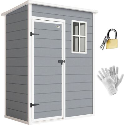ARRIGONI Abri De Jardin 1,14 M² Pour Outils - Porte Verrouillable, Aération Et Fenêtre - Dim. 151l X 92l X 193h Cm - Plastique, Gris - Publicité ARRIGONI Abri De Jardin 1,14 M² Pour Outils - Porte Verrouillable, Aération Et Fenêtre - Dim. 151l X 92l X 193h Cm - Plastique, Gris - Publicité
