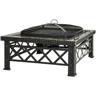 ACKERMAN Brasero/foyer Extérieur 3 En 1 Avec Pare-étincelles, Grille Et Seau À Glace Pour Barbecue De Jardin, Noir, 76 X 76 X 47 Cm - Publicité ACKERMAN Brasero/foyer Extérieur 3 En 1 Avec Pare-étincelles, Grille Et Seau À Glace Pour Barbecue De Jardin, Noir, 76 X 76 X 47 Cm - Publicité