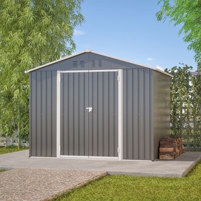 ACKERMAN Abri De Jardin En Métal Gris Anthracite De 2,4 X 1,8 M Avec Porte À Charnières – Idéal Pour Ranger Et Ranger Vos Outils De Jardin. Publicité ACKERMAN Abri De Jardin En Métal Gris Anthracite De 2,4 X 1,8 M Avec Porte À Charnières – Idéal Pour Ranger Et Ranger Vos Outils De Jardin. Publicité