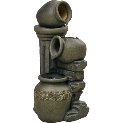 ARRIGONI Fontaine De Jardin Zen 3 Jarres Débit Réglable Pompe À Eau Submersible Incluse Dim. 36,5l X 32l X 73h Cm Résine Gris - Publicité ARRIGONI Fontaine De Jardin Zen 3 Jarres Débit Réglable Pompe À Eau Submersible Incluse Dim. 36,5l X 32l X 73h Cm Résine Gris - Publicité