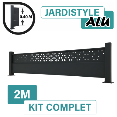 CLOTURE & JARDIN Kit Clôture Aluminium Gris Anthracite 2m - Design Ibiza - Sur Platines - 0,40 Mètre - Publicité CLOTURE & JARDIN Kit Clôture Aluminium Gris Anthracite 2m - Design Ibiza - Sur Platines - 0,40 Mètre - Publicité