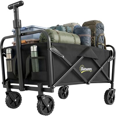 ARRIGONI Carrozzo Da Giardino 62l Pieghevole Con Maniglia Regolabile, En Métal Et Tissu Oxford, 76x48x86 Cm, Noir - Publicité ARRIGONI Carrozzo Da Giardino 62l Pieghevole Con Maniglia Regolabile, En Métal Et Tissu Oxford, 76x48x86 Cm, Noir - Publicité