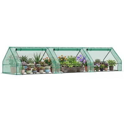 ARRIGONI Mini Serre Pour Plantes Imperméable 3 Entrées Enroulables Acier Et Pe 400x100x80 Cm Vert - Publicité ARRIGONI Mini Serre Pour Plantes Imperméable 3 Entrées Enroulables Acier Et Pe 400x100x80 Cm Vert - Publicité