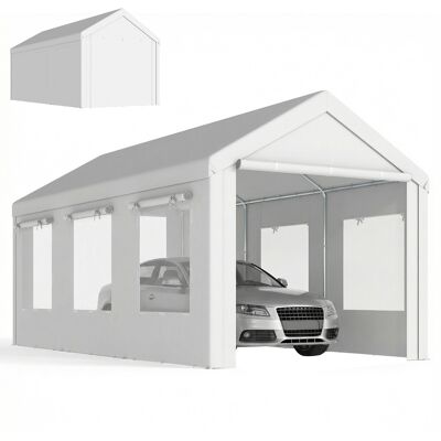DESIGN IN Abri De Voiture Tente De Garage Protection Uv30+ Hauteur Réglable 6 Fenêtres Et Moustiquaire 3x6m Blanc - Publicité DESIGN IN Abri De Voiture Tente De Garage Protection Uv30+ Hauteur Réglable 6 Fenêtres Et Moustiquaire 3x6m Blanc - Publicité