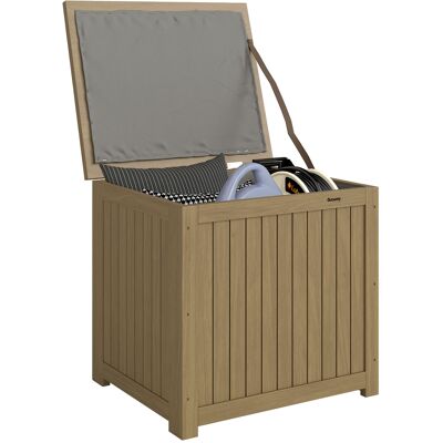 ARRIGONI Coffre De Rangement Boîte De Jardin 130l Doublure Amovible Pour Coussins Et Outils Bois Massif Brun - Publicité ARRIGONI Coffre De Rangement Boîte De Jardin 130l Doublure Amovible Pour Coussins Et Outils Bois Massif Brun - Publicité