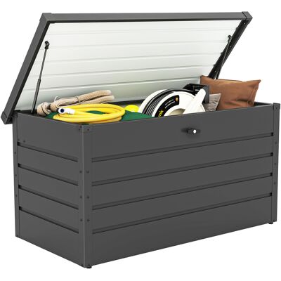 ARRIGONI Coffre De Rangement Exterieur Xxl 311l Coffre De Jardin Acier Galvanisé Verrouillable Vérin À Gaz 120x62x62cm Gris Foncé - Publicité ARRIGONI Coffre De Rangement Exterieur Xxl 311l Coffre De Jardin Acier Galvanisé Verrouillable Vérin À Gaz 120x62x62cm Gris Foncé - Publicité