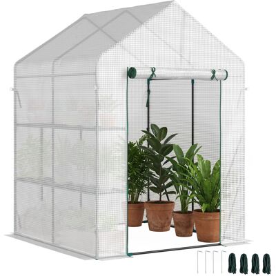ARRIGONI Serre De Jardin Pe Avec Étagères 2 Niveaux, Serre De Balcon, Bâche Renforcée 140 G/m², Châssis En Acier, Porte Zippée Enroulable, Pour Légumes Plantes Fleurs, 143x143x195cm, Blanc - Publicité ARRIGONI Serre De Jardin Pe Avec Étagères 2 Niveaux, Serre De Balcon, Bâche Renforcée 140 G/m², Châssis En Acier, Porte Zippée Enroulable, Pour Légumes Plantes Fleurs, 143x143x195cm, Blanc - Publicité