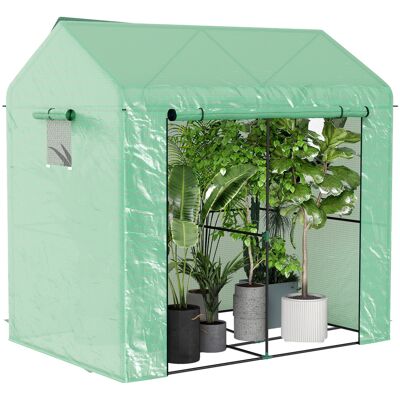 DEVOKO Serre, Jardin À Pied, Maison De Culture Avec Porte Roulante Et Fenêtres En Treillis, 200 X 140 X 200 Cm, Vert - Publicité DEVOKO Serre, Jardin À Pied, Maison De Culture Avec Porte Roulante Et Fenêtres En Treillis, 200 X 140 X 200 Cm, Vert - Publicité