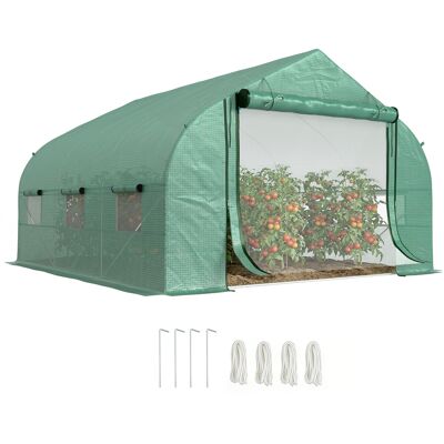 ARRIGONI Serre Tunnel De Jardin Grande 3.5 X 3 X 2 M - 6 Fenêtres Et Porte Zippée Enroulable - Acier Galvanisé Pe Haute Densité Vert - Publicité ARRIGONI Serre Tunnel De Jardin Grande 3.5 X 3 X 2 M - 6 Fenêtres Et Porte Zippée Enroulable - Acier Galvanisé Pe Haute Densité Vert - Publicité
