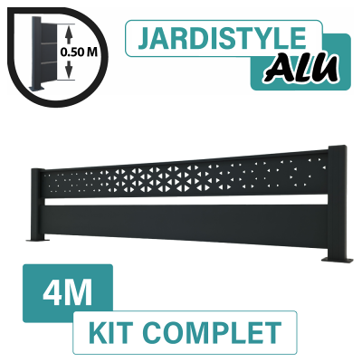 CLOTURE & JARDIN Kit Clôture Aluminium Gris Anthracite 4m - Claire Voie Design Ibiza - Sur Platines - 0,50 Mètre - Publicité CLOTURE & JARDIN Kit Clôture Aluminium Gris Anthracite 4m - Claire Voie Design Ibiza - Sur Platines - 0,50 Mètre - Publicité