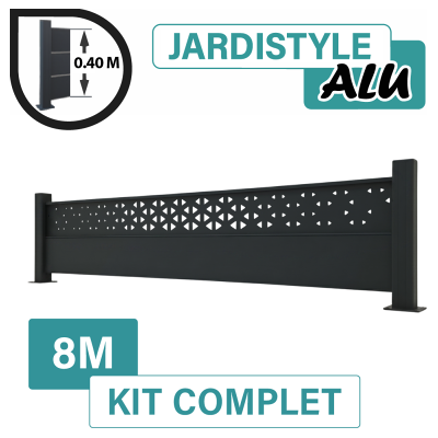 CLOTURE & JARDIN Kit Clôture Aluminium Gris Anthracite 8m - Design Ibiza - Sur Platines - 0,40 Mètres - Publicité CLOTURE & JARDIN Kit Clôture Aluminium Gris Anthracite 8m - Design Ibiza - Sur Platines - 0,40 Mètres - Publicité