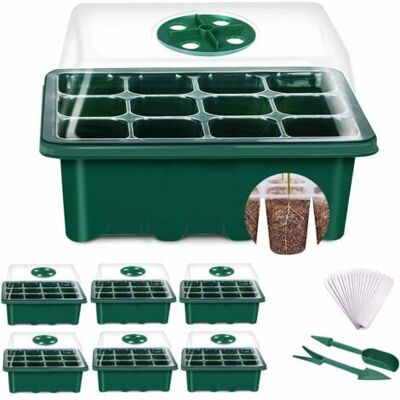 ABYSSE Mini Serre Pour Plantes, 6 Pièces 72 Cellules Intérieure Plateau Semis Bac À Semis Pépinière Boîte De Culture Avec Couvercle Et Ventilation Durables - Publicité ABYSSE Mini Serre Pour Plantes, 6 Pièces 72 Cellules Intérieure Plateau Semis Bac À Semis Pépinière Boîte De Culture Avec Couvercle Et Ventilation Durables - Publicité