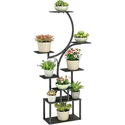 ARRIGONI Étagère À Fleurs En Métal À 8 Niveaux, Étagère À Plantes En Forme De S 158,5 Cm, Intérieur Et Extérieur, Noir - Publicité ARRIGONI Étagère À Fleurs En Métal À 8 Niveaux, Étagère À Plantes En Forme De S 158,5 Cm, Intérieur Et Extérieur, Noir - Publicité