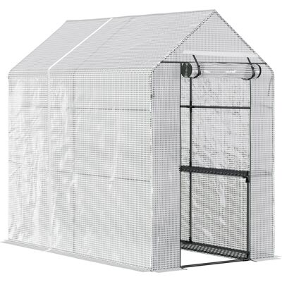ARRIGONI Serre De Jardin Pe Avec Étagère 2 Niveaux, Serre De Balcon, Bâche Renforcée 140 G/m², Châssis En Acier, Porte Zippée Enroulable, Pour Légumes Plantes Fleurs, 186 X 120 X 190 Cm, Blanc - Publicité ARRIGONI Serre De Jardin Pe Avec Étagère 2 Niveaux, Serre De Balcon, Bâche Renforcée 140 G/m², Châssis En Acier, Porte Zippée Enroulable, Pour Légumes Plantes Fleurs, 186 X 120 X 190 Cm, Blanc - Publicité
