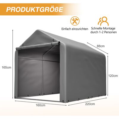 MIDUODUO Garage Pour Vélos 160x220x165 Cm Porte Rouleau Cadre Acier Noir Bâche Pe Imperméable Jardin Terrasse. Publicité MIDUODUO Garage Pour Vélos 160x220x165 Cm Porte Rouleau Cadre Acier Noir Bâche Pe Imperméable Jardin Terrasse. Publicité