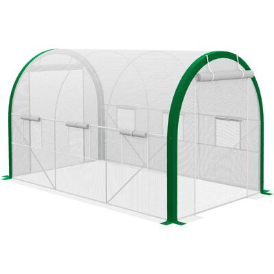 ACKERMAN Serre Tunnel En Aluminium De 3,58 X 2,1 X 2,1 M Avec Porte Sectionnelle Pour Jardin Et Balcon, En Acier Galvanisé, Blanche. Publicité ACKERMAN Serre Tunnel En Aluminium De 3,58 X 2,1 X 2,1 M Avec Porte Sectionnelle Pour Jardin Et Balcon, En Acier Galvanisé, Blanche. Publicité