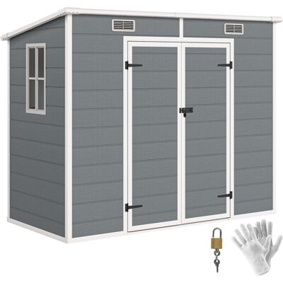 ARRIGONI Abri De Jardin Extérieur 2,4 X 1,3 M, En Résine Avec Plancher, Fenêtre, Portes Verrouillables Et Aérations, Gris - Publicité ARRIGONI Abri De Jardin Extérieur 2,4 X 1,3 M, En Résine Avec Plancher, Fenêtre, Portes Verrouillables Et Aérations, Gris - Publicité