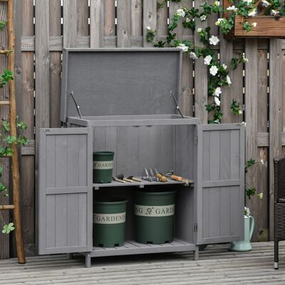 ACKERMAN Abri De Jardin, Abri À Outils Résistant Aux Intempéries En Bois De Sapin, Double Porte, 2 Compartiments, Gris Foncé, 74 X 43 X 88 Cm - Publicité ACKERMAN Abri De Jardin, Abri À Outils Résistant Aux Intempéries En Bois De Sapin, Double Porte, 2 Compartiments, Gris Foncé, 74 X 43 X 88 Cm - Publicité